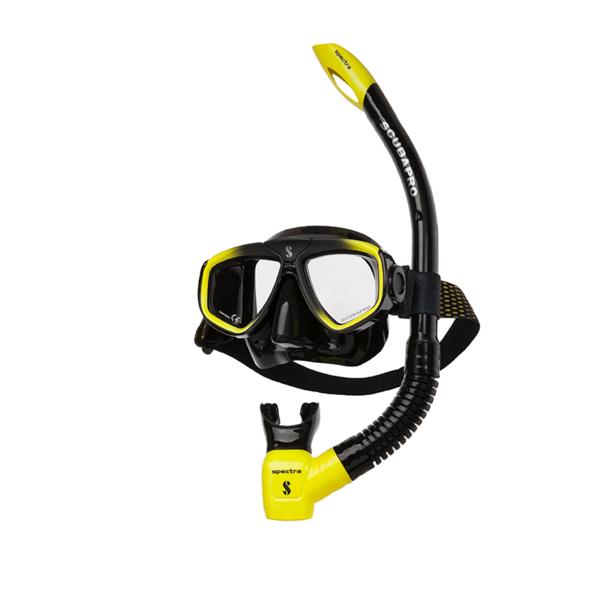 zoom combo schwarz-gelb mit zoom maske spectra schnorchel und scubapro bag