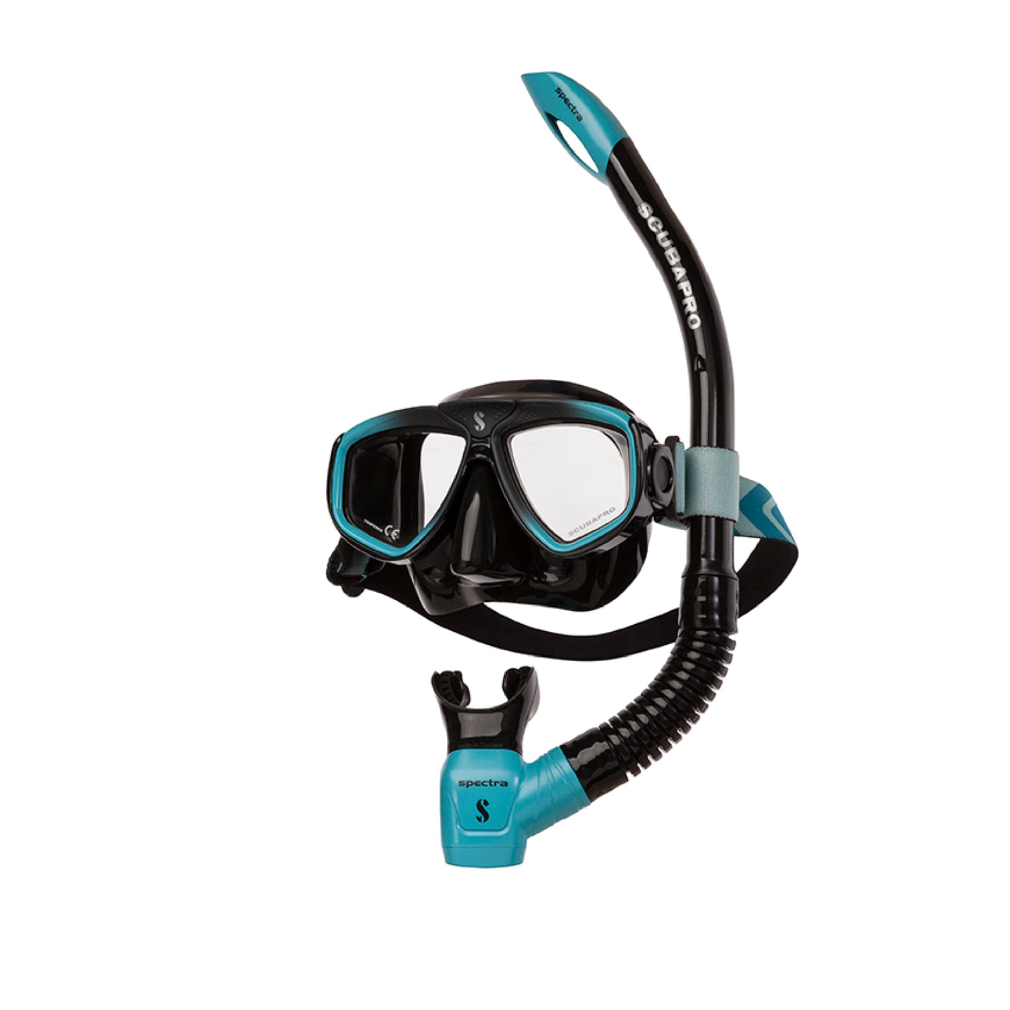 zoom combo schwarz-türkis mit zoom maske spectra schnorchel und scubapro bag