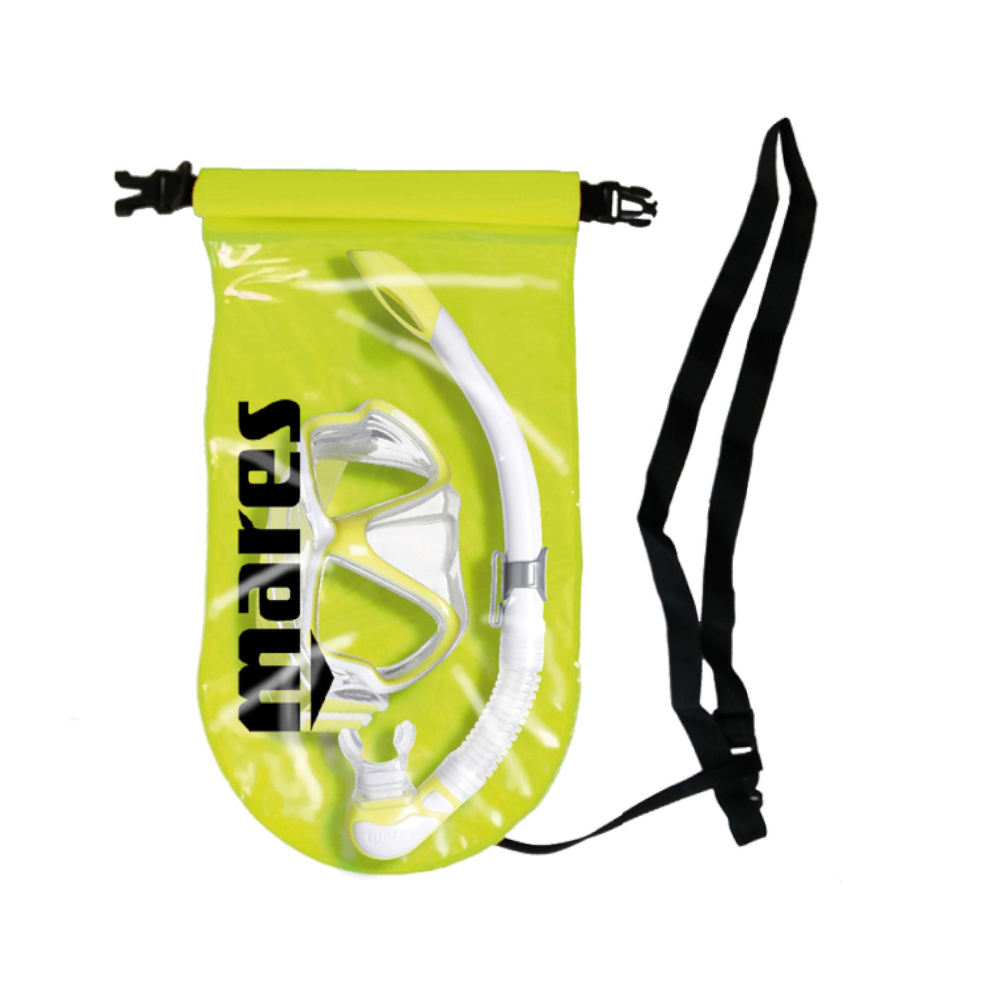 Mares Schnorchelset Wahoo Neon im wasserdichten Packsack/Schwimmhilfe