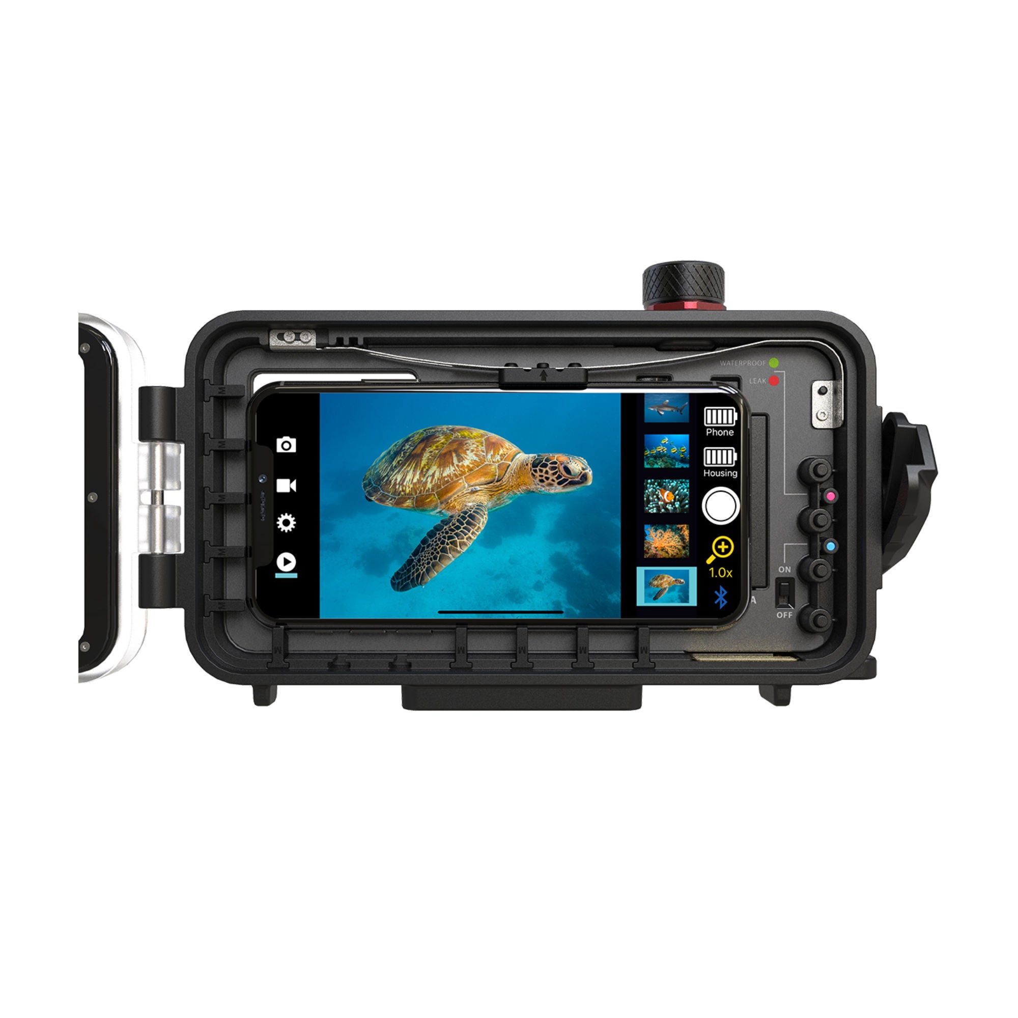 SportDiver Unterwasser Gehäuse für Dein iPhone offen von SeaLife