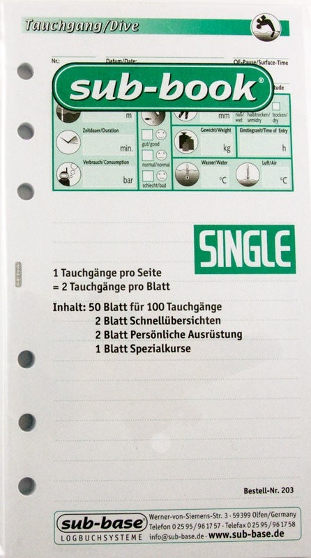 Sub-Book Tauchgangseiten Single