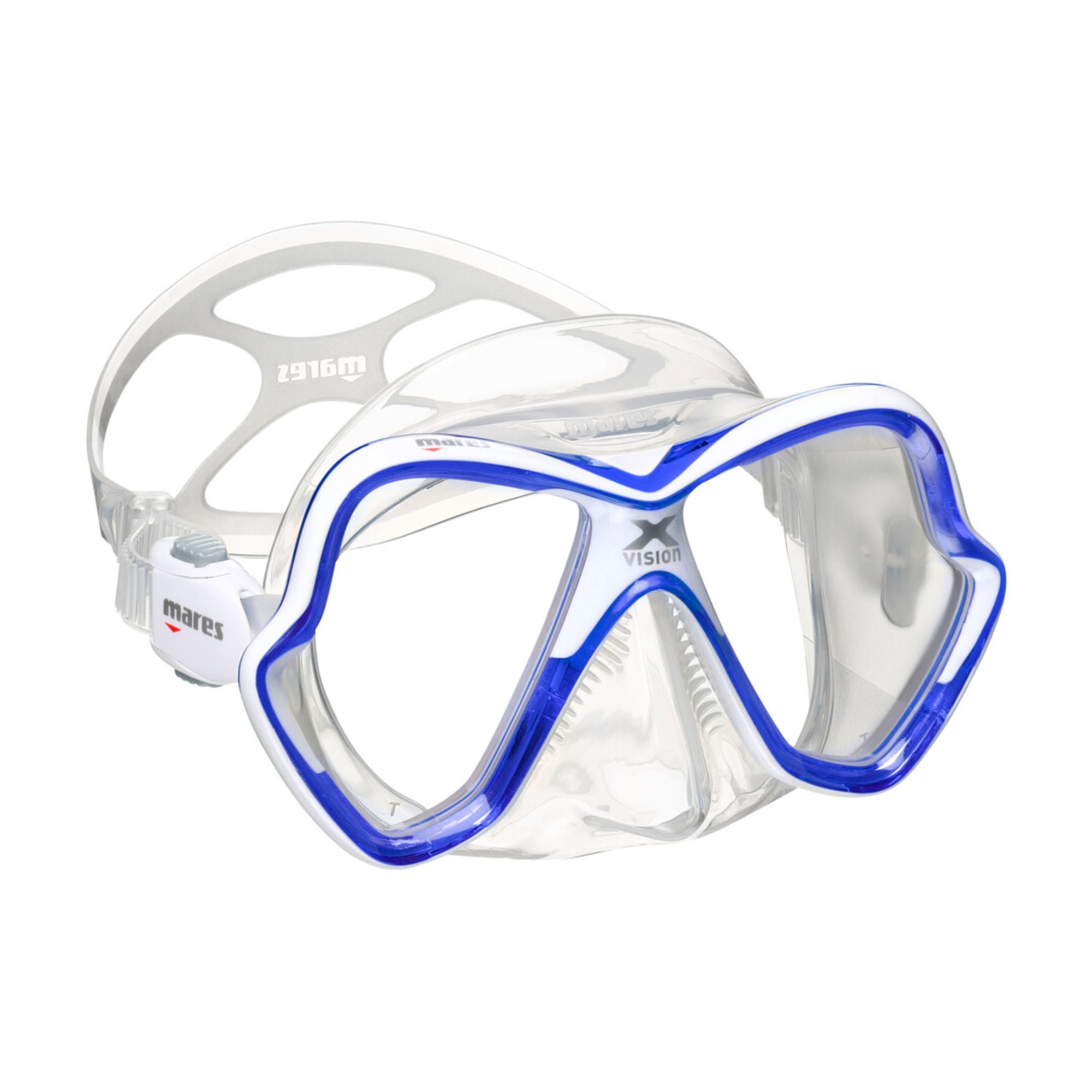 x-vsion maske klar blau weiss von mares 